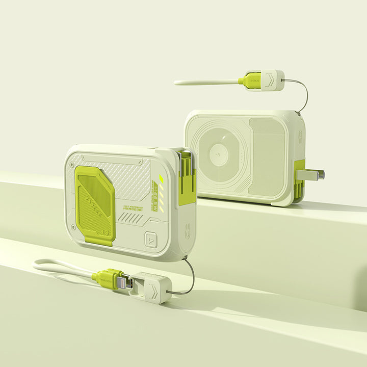 Robust power bank with fast charging function and integrated charging cable Bowlift