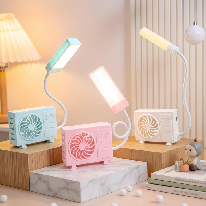 Women's multifunctional table lamp with integrated fan Bowlift