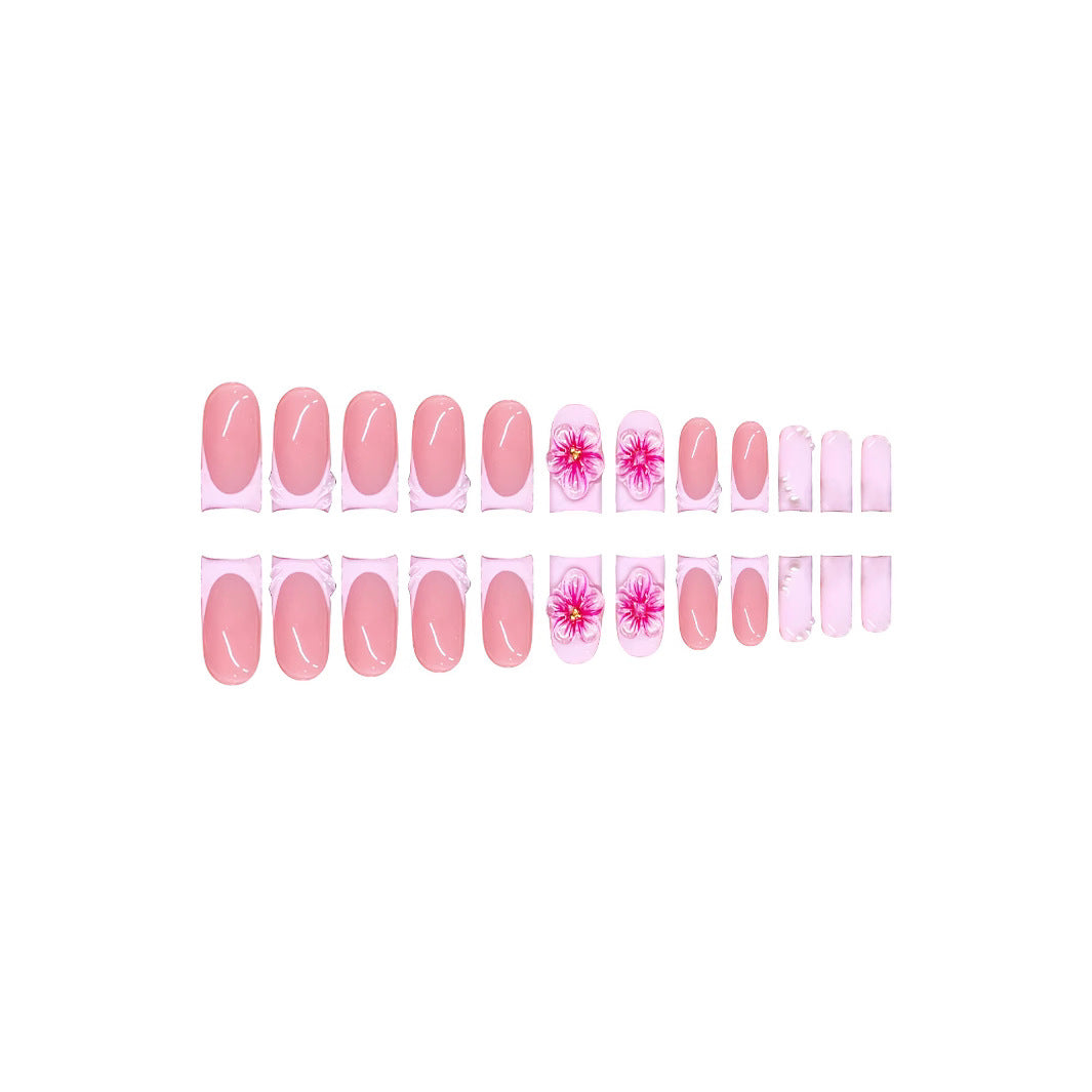 Decorative Floral Press-On Nail Extensions Bowlift