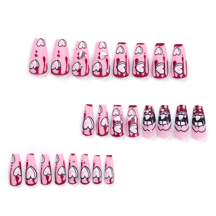 Artful stiletto nails with hearts and glitter accents Bowlift