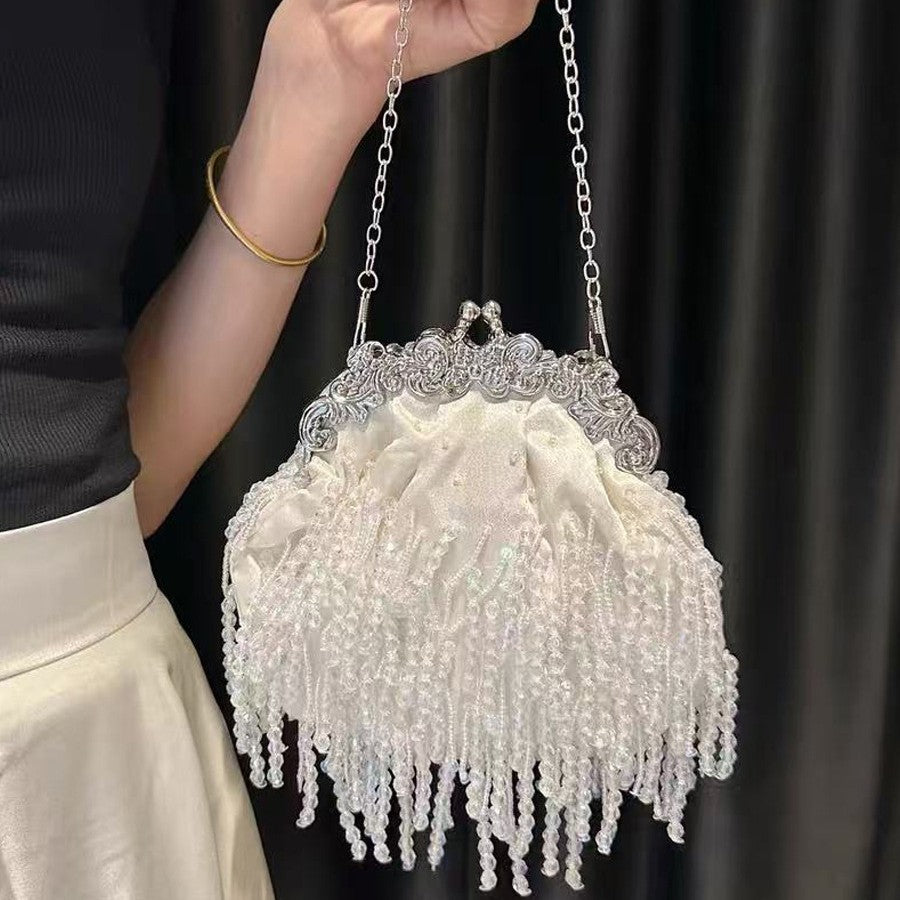 Elegant Pearl Beaded Clutch
