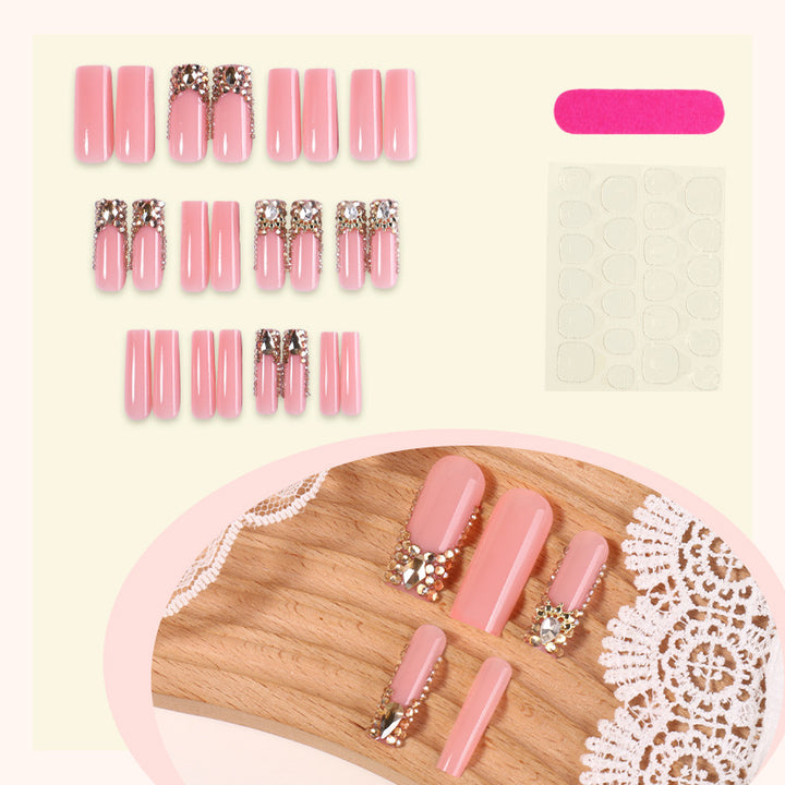 Glamorous Rhinestone-Embellished Press-On Nail Set Bowlift