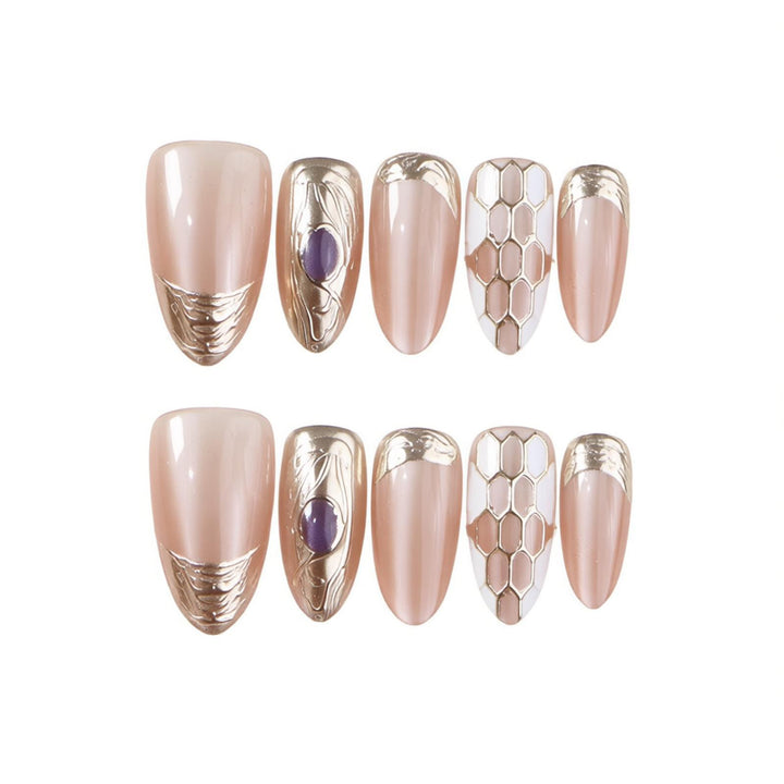 Luxurious Decorative Press-On Nail Set Bowlift