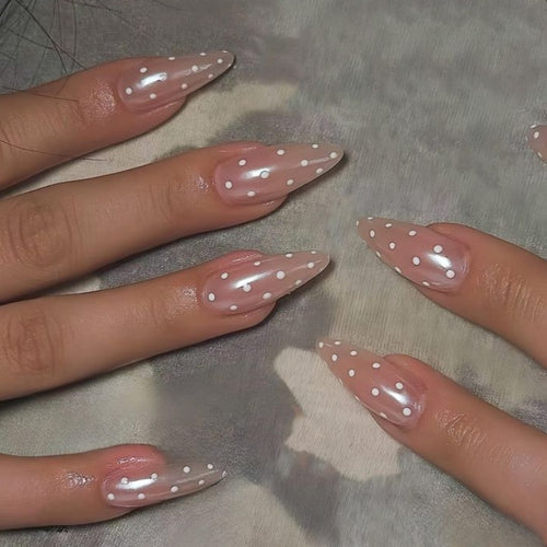 Artistic Polka Dot Stiletto Press-On Nails Bowlift