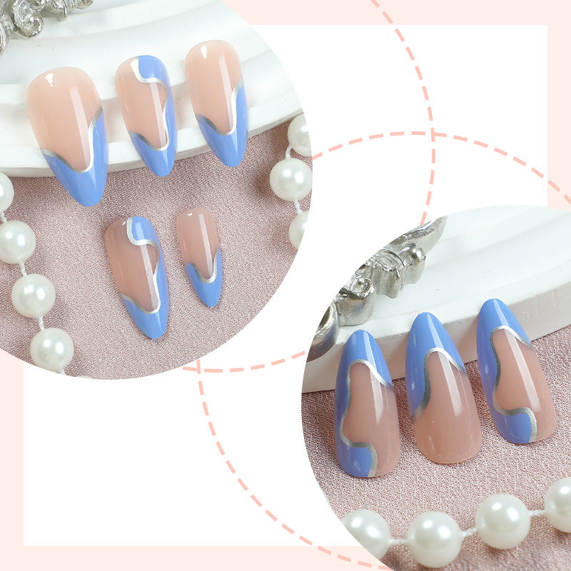 Artistic Press-On Nail Set with Modern Abstract Design Bowlift