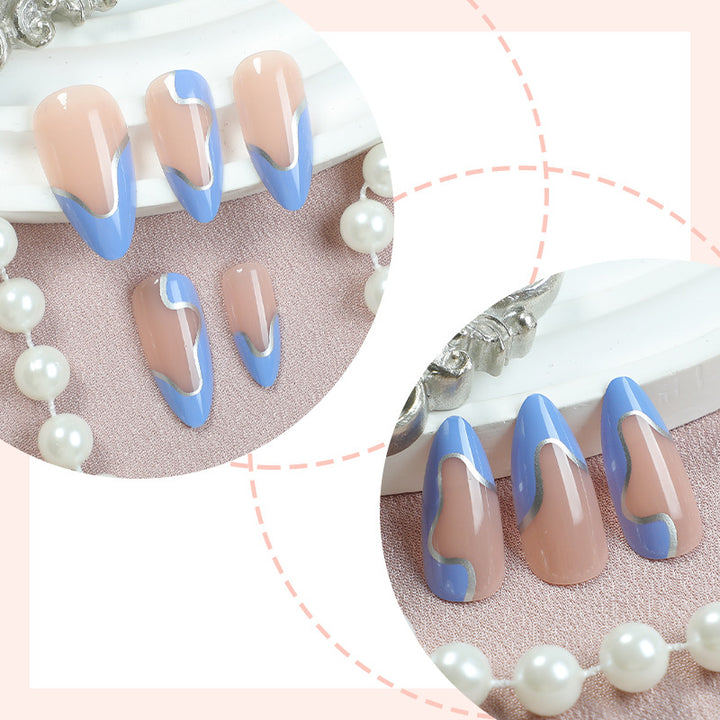 Artistic Press-On Nail Set with Modern Abstract Design Bowlift