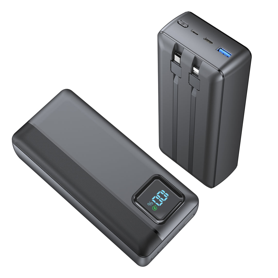 Powerbank with Integrated Charging Cables and Digital Display Bowlift