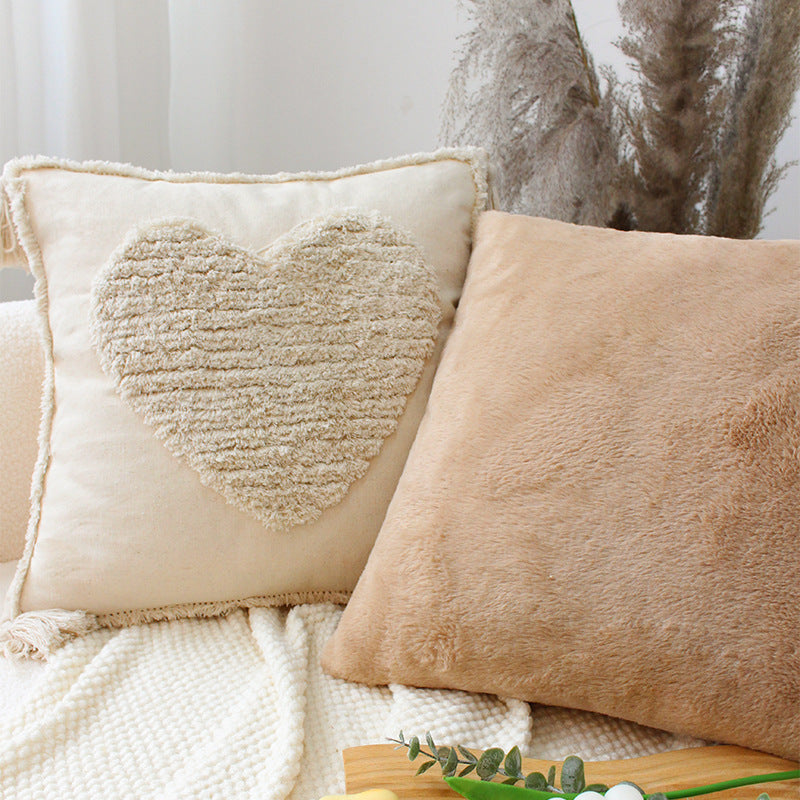 Soft square decorative cushion with embossed diamond pattern made of synthetic fur Bowlift