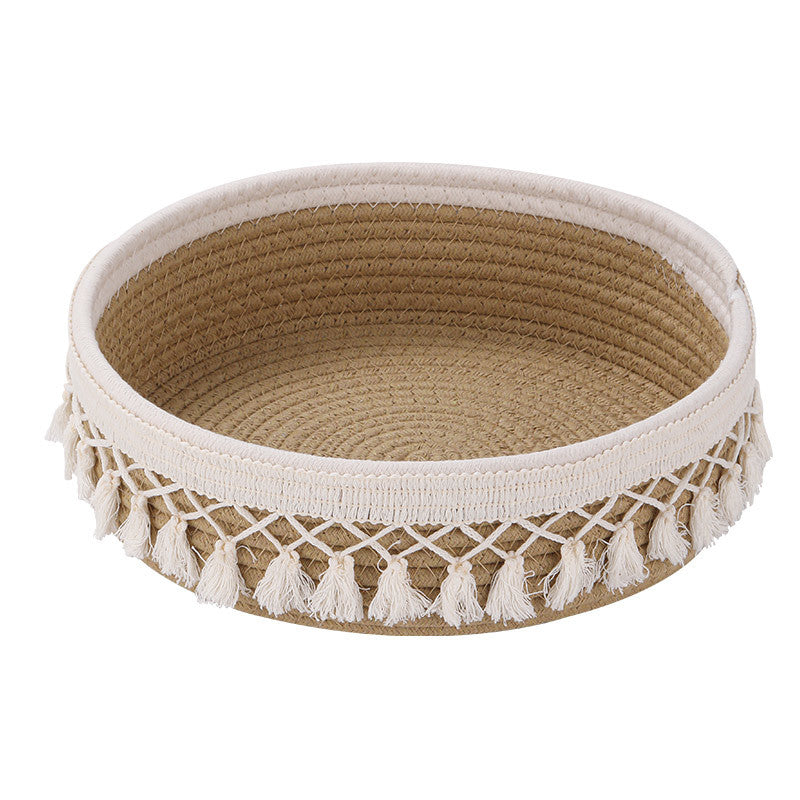 Women Decorative Storage Basket with Tassels Bowlift