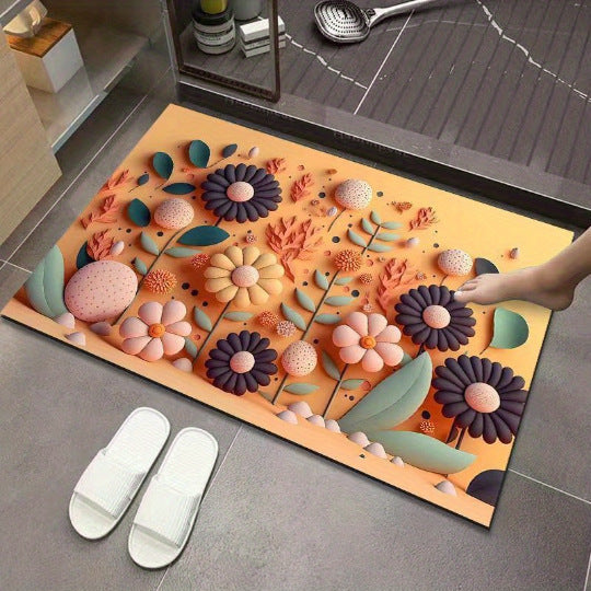 Flower Pattern Soft Indoor Mat Bowlift