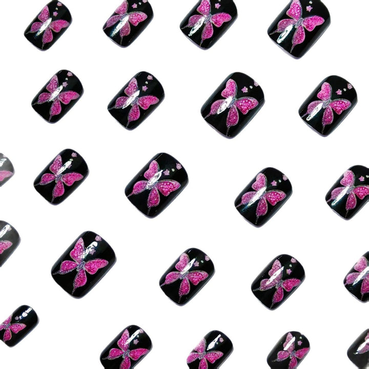Artificial nails with glamorous butterfly design Bowlift