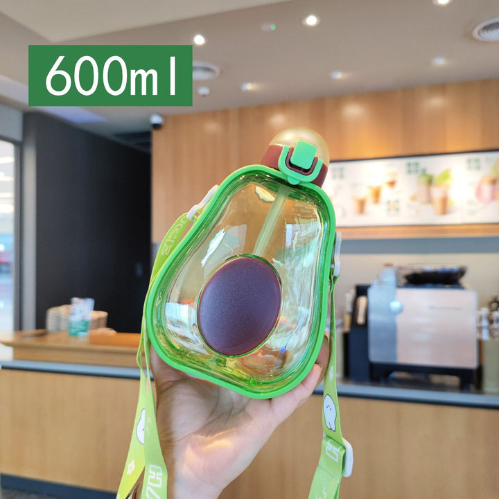 Women's creative avocado water bottle with carrying strap Bowlift