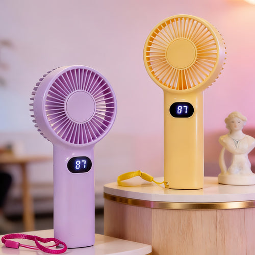 Women's Portable Mini Handheld Fan with LCD Display Bowlift