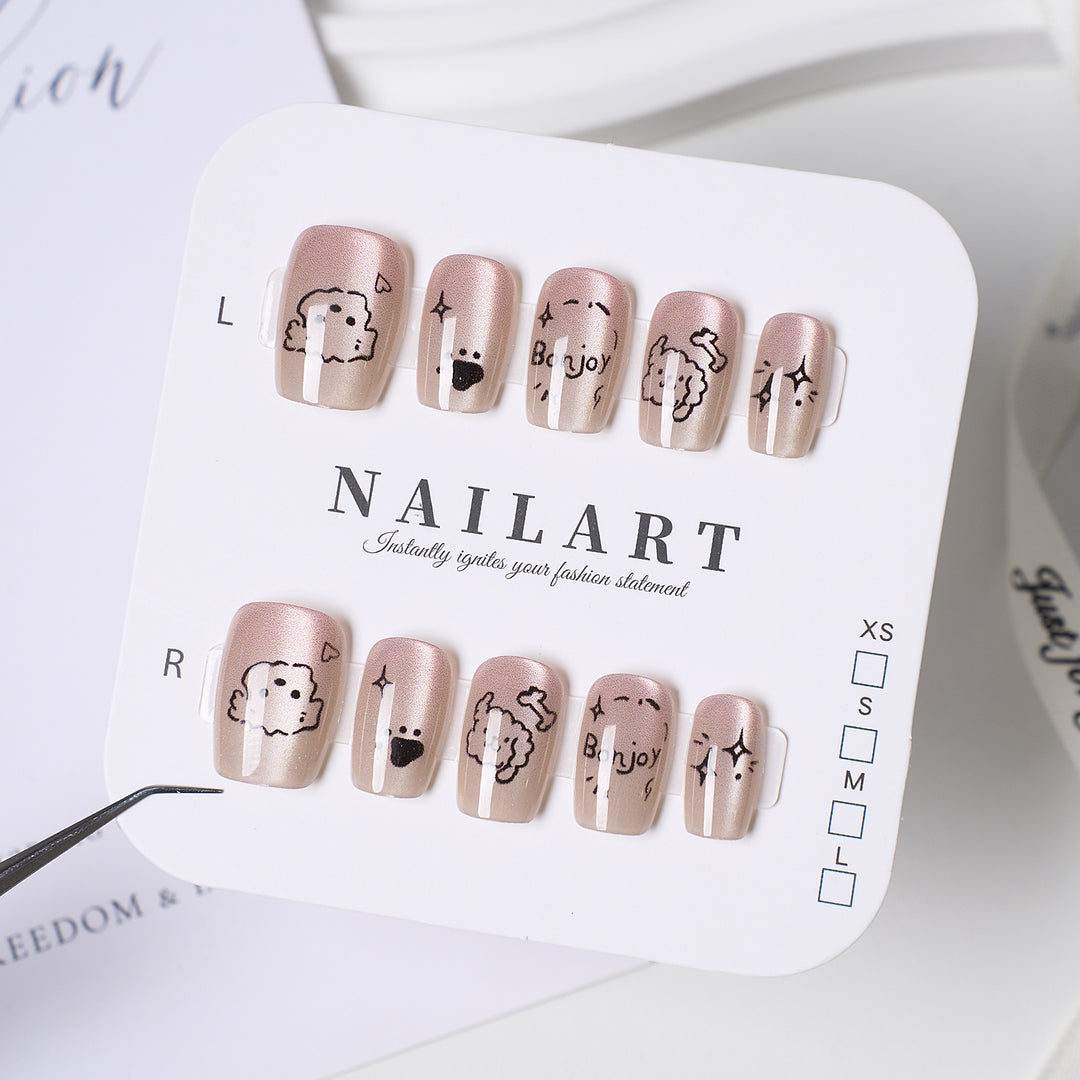 Stylish Stiletto Press-On Nails with Leopard Print and Rhinestone Accents Bowlift
