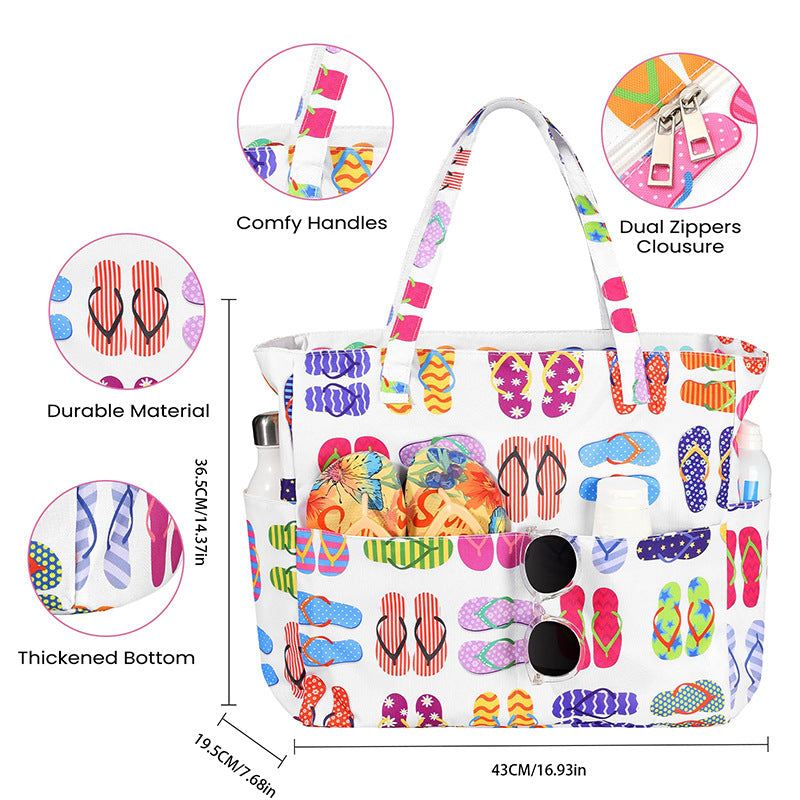 Spacious and Stylish Shopping Bag with Striped Pattern Bowlift