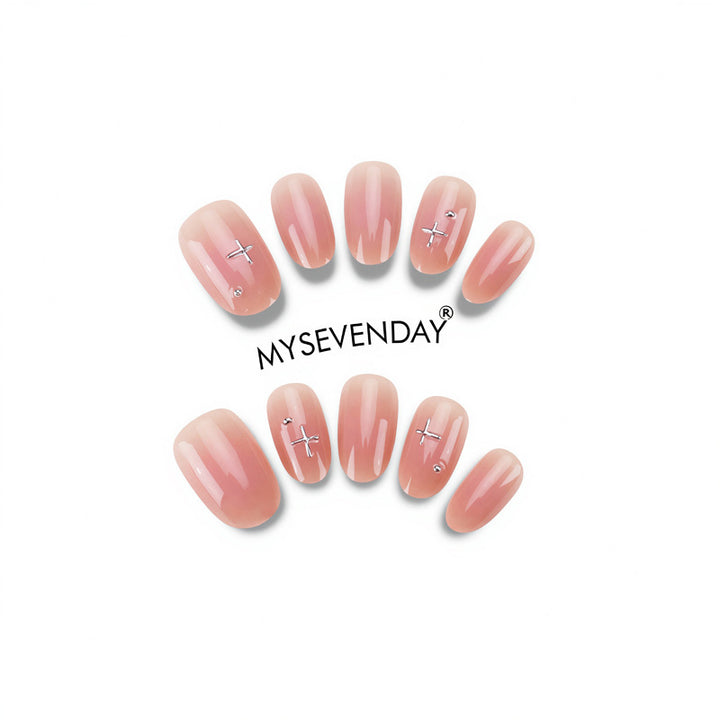 Elegant Glossy Nail Tips with Subtle Star Accents Bowlift
