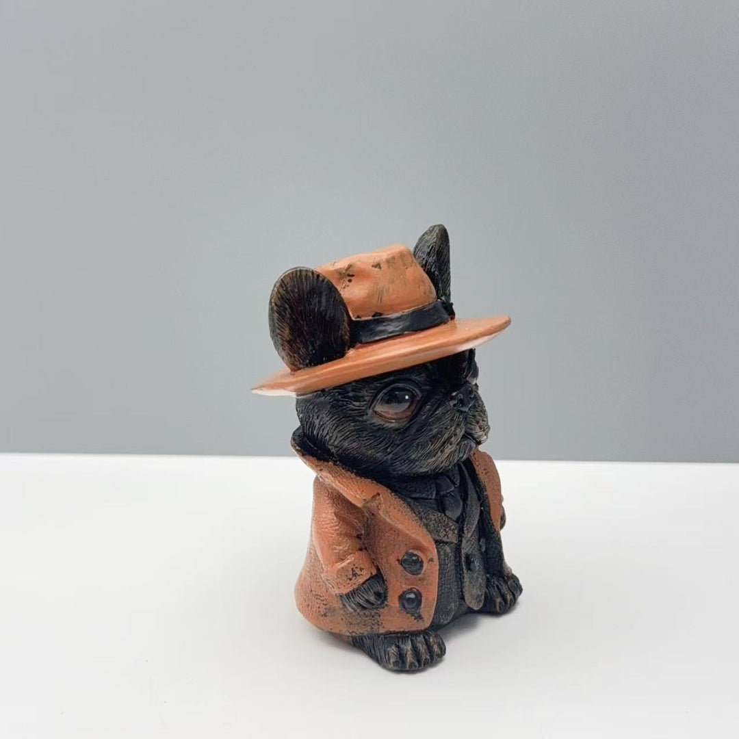 Decorative figure French Bulldog in suit Bowlift