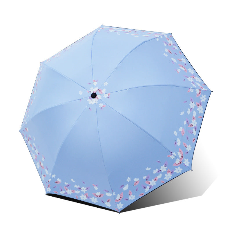 Women's Foldable Umbrella with Floral Finishes Bowlift