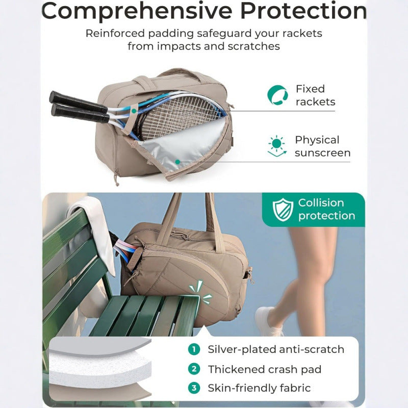 Multifunctional sports bag with integrated compartments for tennis accessories Bowlift