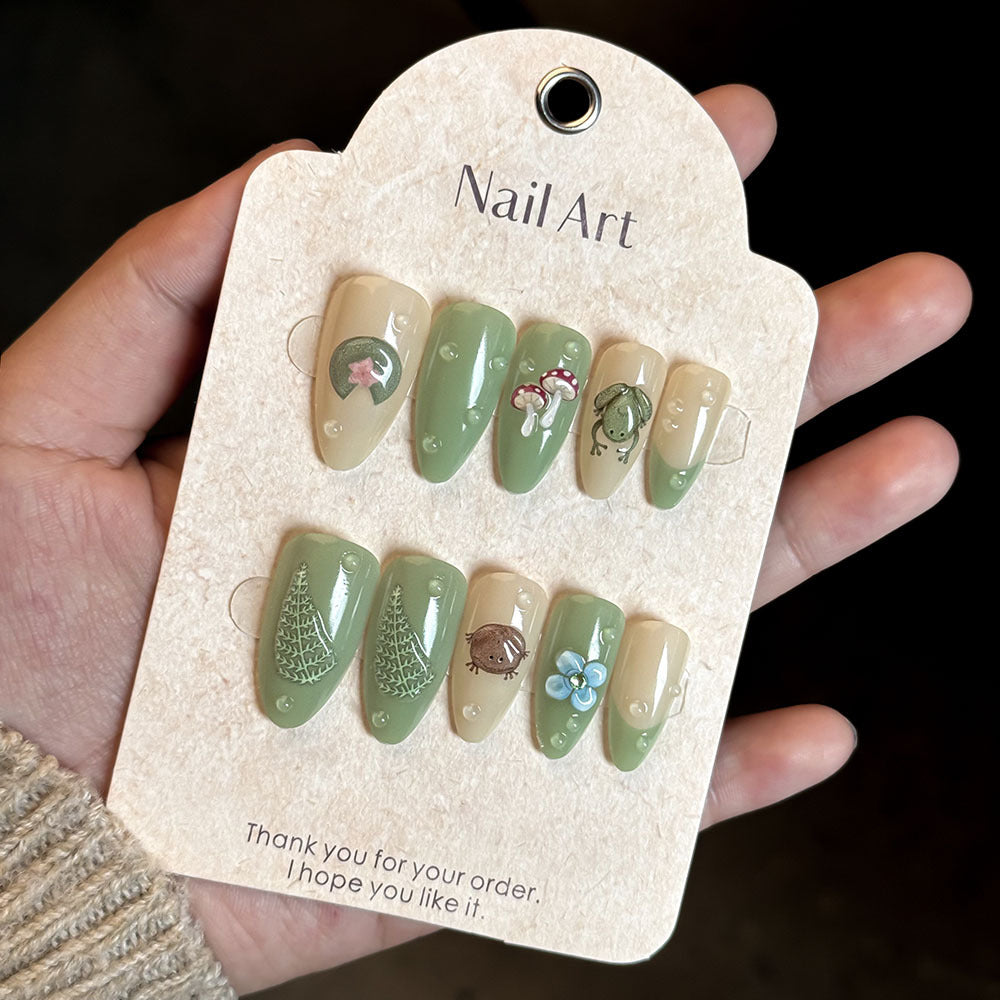 Nature-Themed Artistic Press-On Nails Bowlift