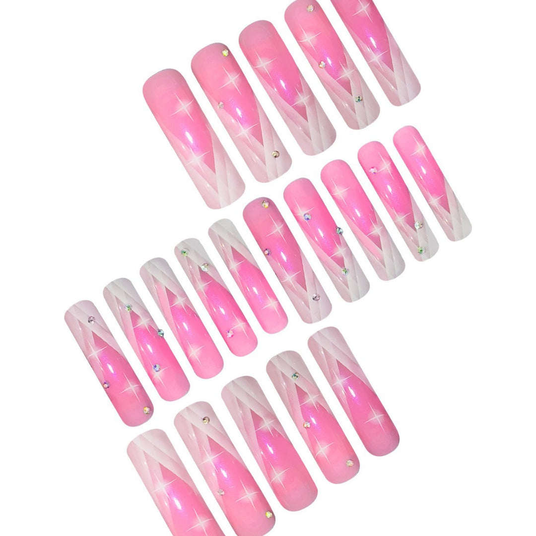 Premium Decorative Long Press-On Nail Extensions Bowlift