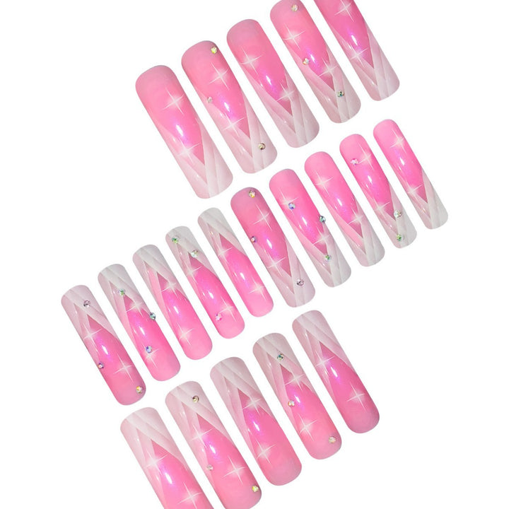Premium Decorative Long Press-On Nail Extensions Bowlift