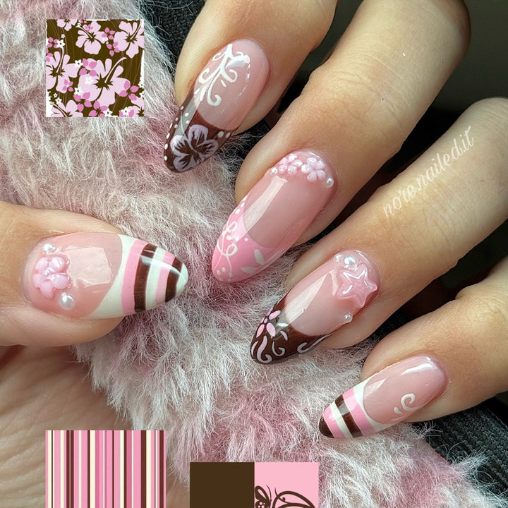Artistic Floral Press-On Nail Tips Bowlift