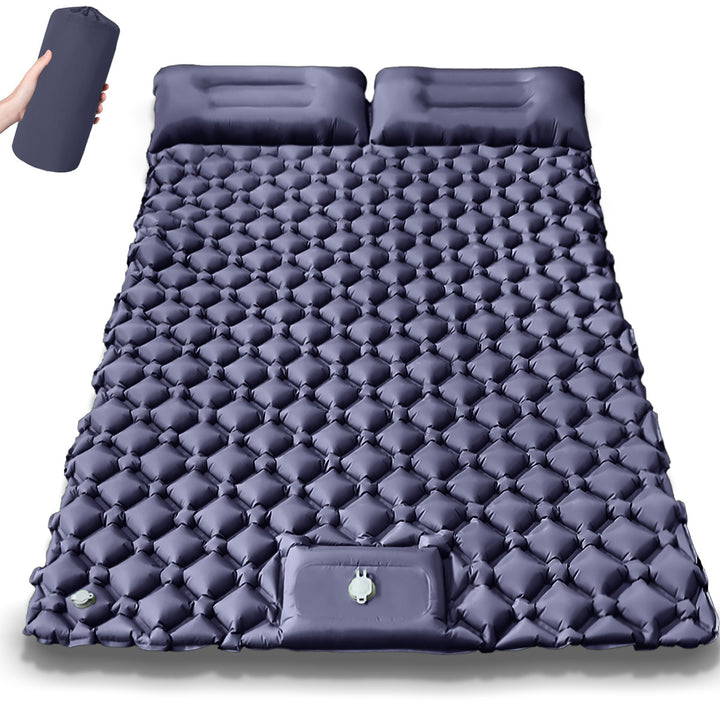Comfortable double air mattress with integrated pillows Bowlift