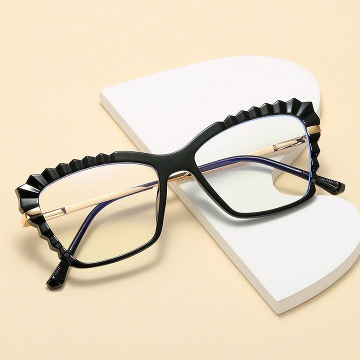 Women oversized glasses with unique wave edge design Bowlift