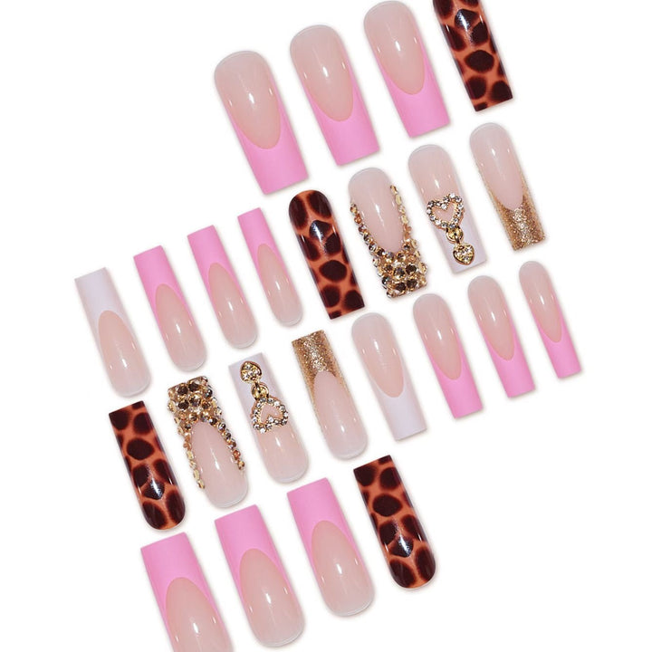 Glamorous Decorative Long Press-On Nails with Metallic Accents Bowlift