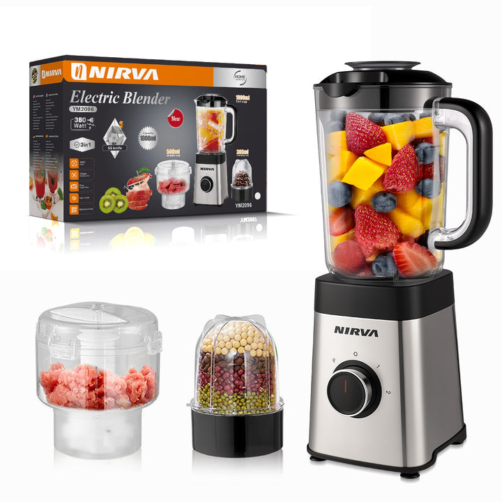 High-Power Multi-Functional Electric Blender with Chopper and Juicing Attachments Bowlift