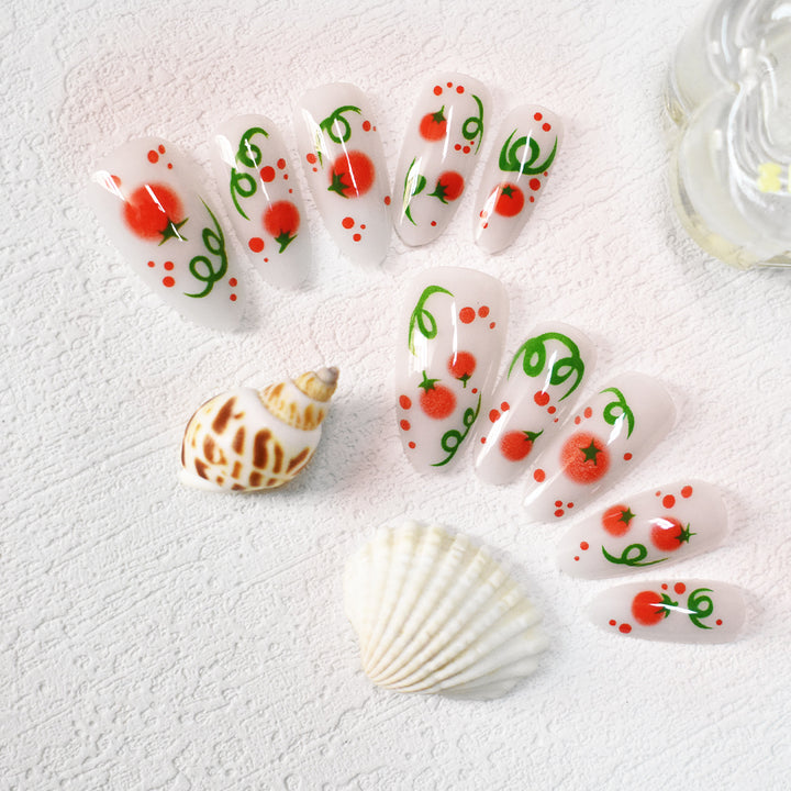 Themed Press-On Nail Art with Tomato Design Bowlift