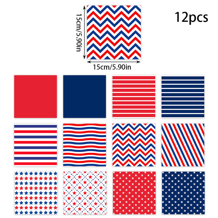 Unisex patterned party napkins made of paper with star and stripe designs Bowlift