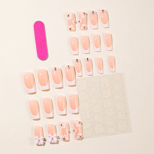 Floral Embellished Acrylic Nail Extensions Bowlift