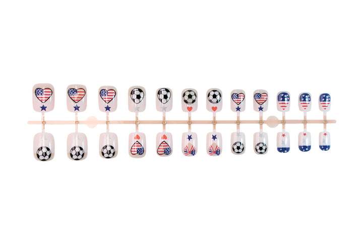 Artificial nail set with creative football and heart designs Bowlift