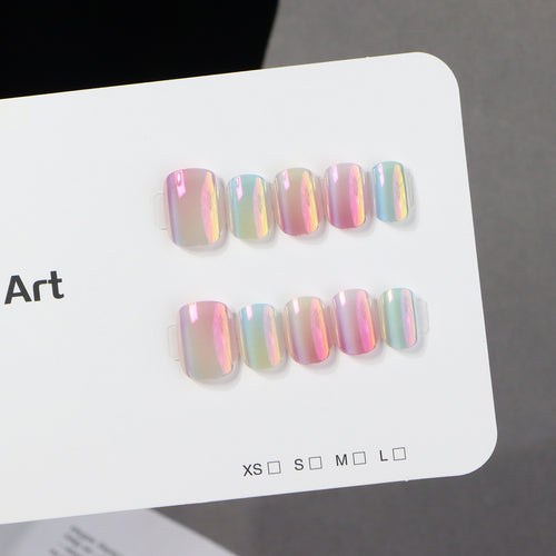 Iridescent Press-On Nail Art Set Bowlift