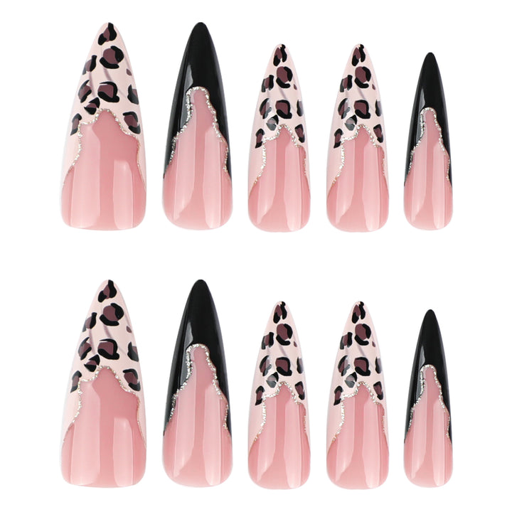 Artful stiletto nails in elegant leopard design Bowlift