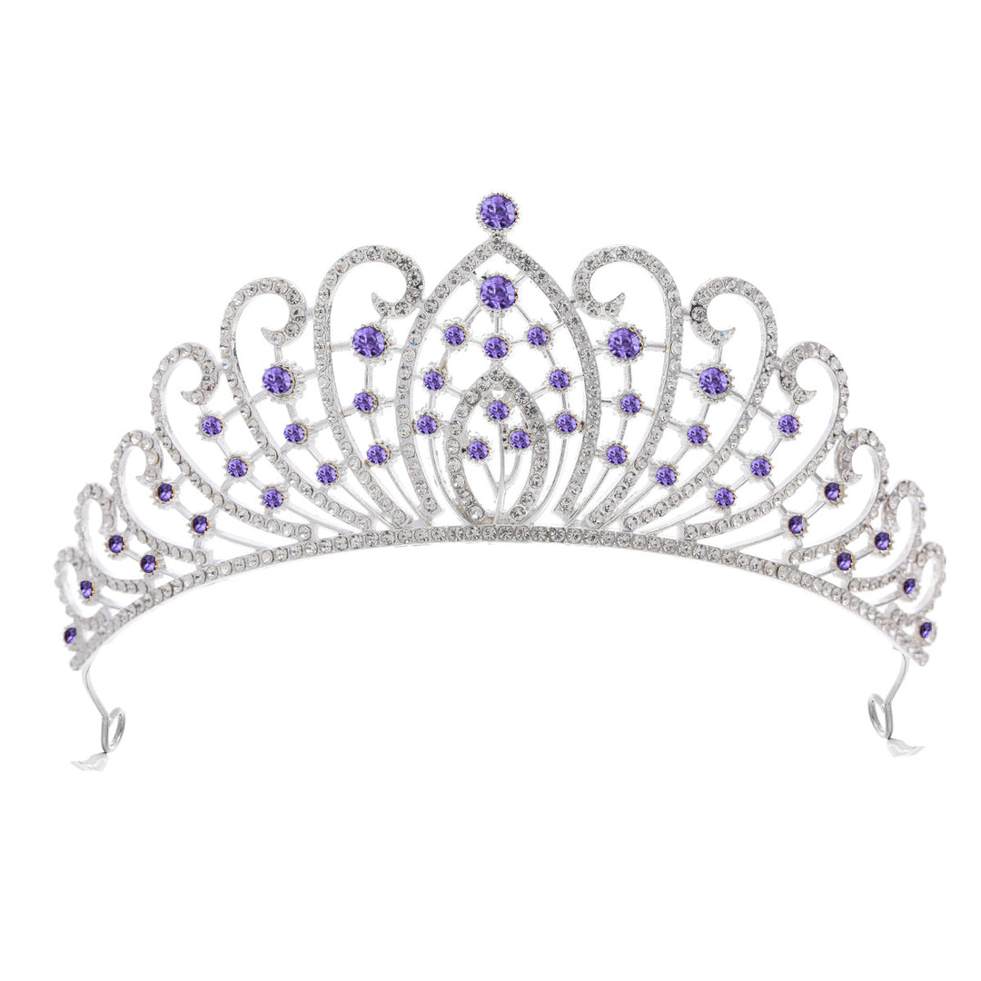 Ladies Elegant Rhinestone Tiara with Floral Details Bowlift