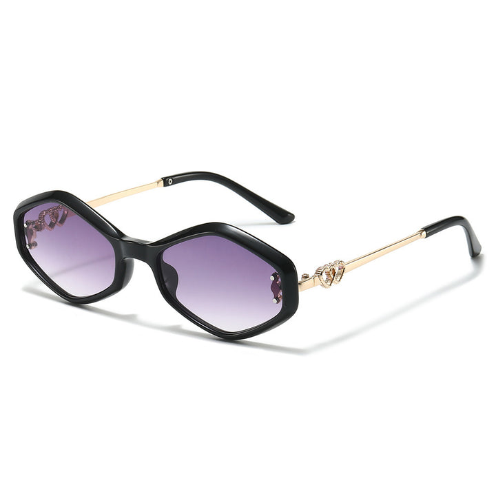 Geometric Frame Sunglasses with Rhinestone Accents Bowlift