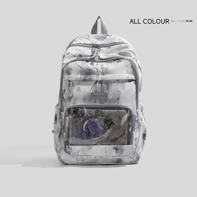 Butterfly-Printed Multi-Compartment Backpack Bowlift