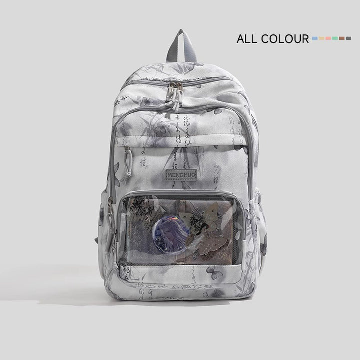 Butterfly-Printed Multi-Compartment Backpack Bowlift