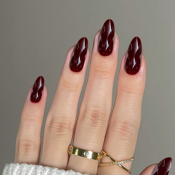Premium Glossy Diamond-Shaped Press-On Nails Bowlift
