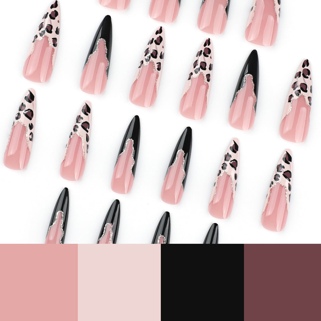 Artful stiletto nails in elegant leopard design Bowlift