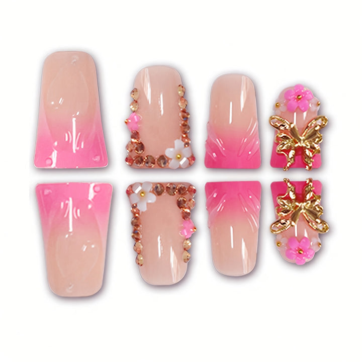 Elegant Floral Press-On Nails Bowlift