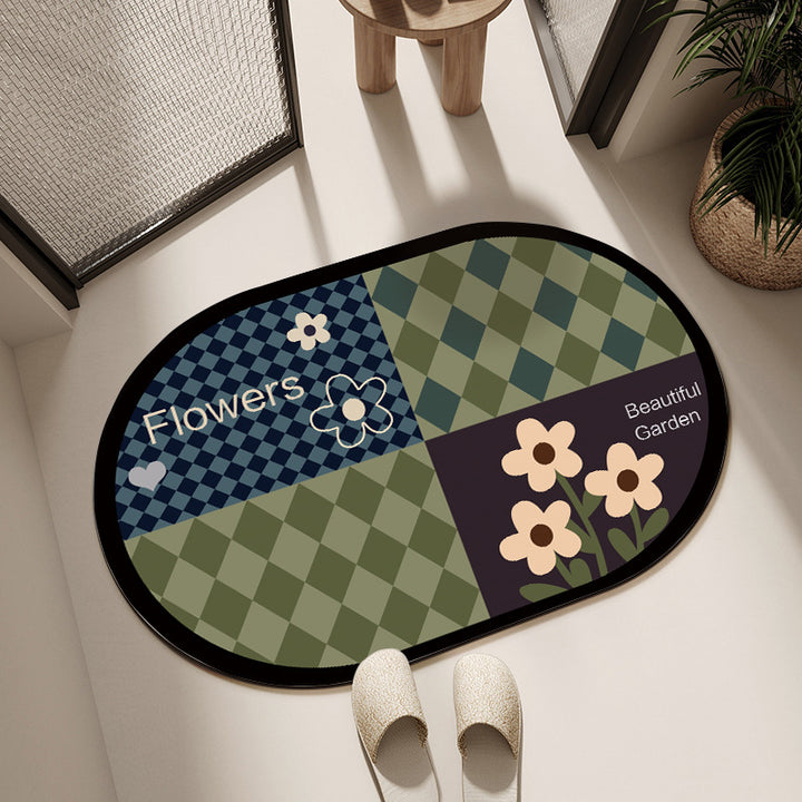 Floral Design Cotton Bath Mat Bowlift