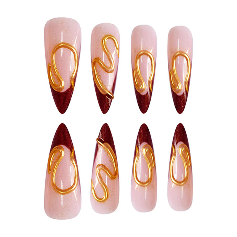 Elegant Stiletto Press-On Nail Art Bowlift