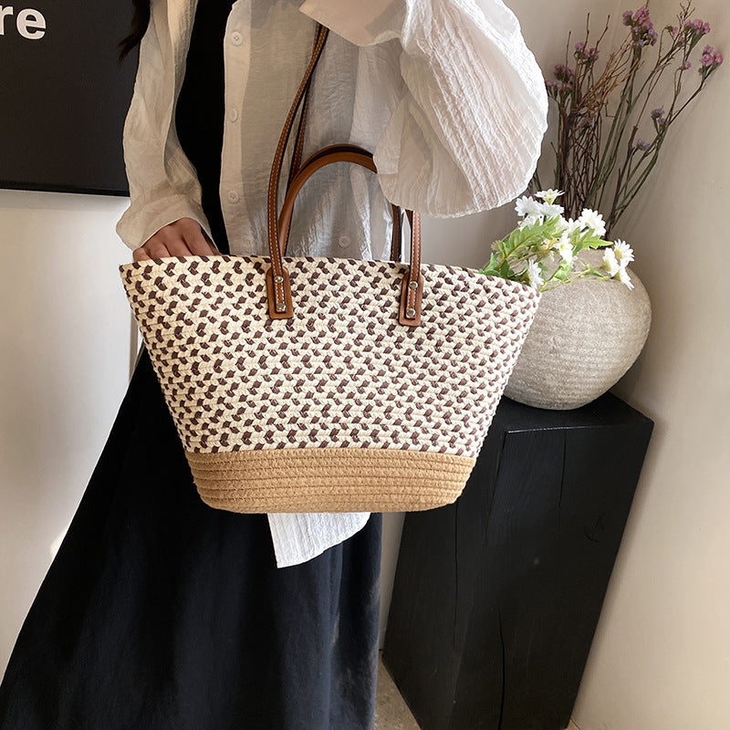 Large beach bag with faux leather handles Bowlift