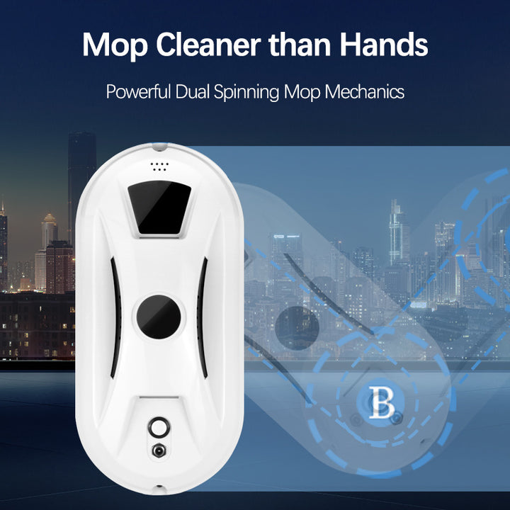 robotic window cleaner with dual spinning microfiber mops and spray function Bowlift