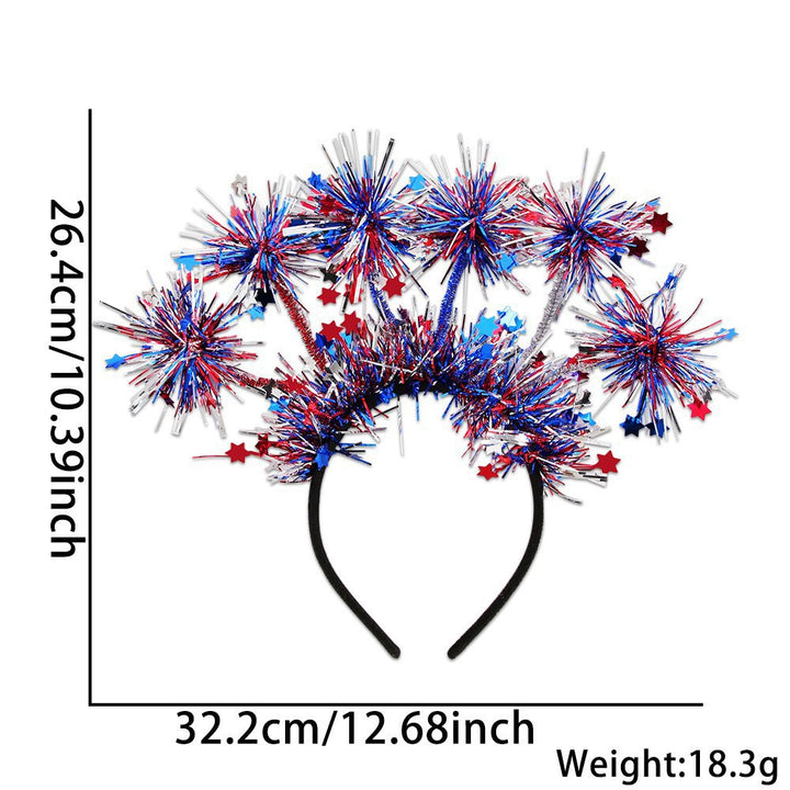 Women's Independence Day patriotic pompom headband with tinsel star toppers Bowlift