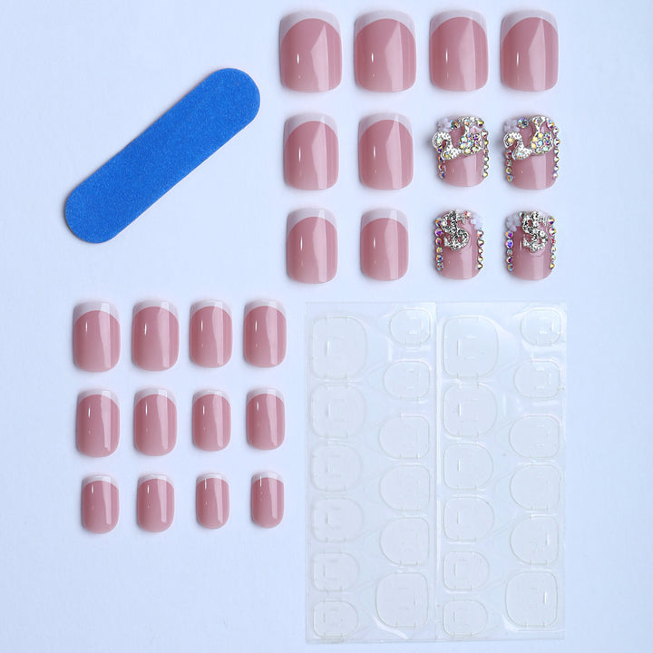 Premium artificial nails with sparkling 3D applications Bowlift